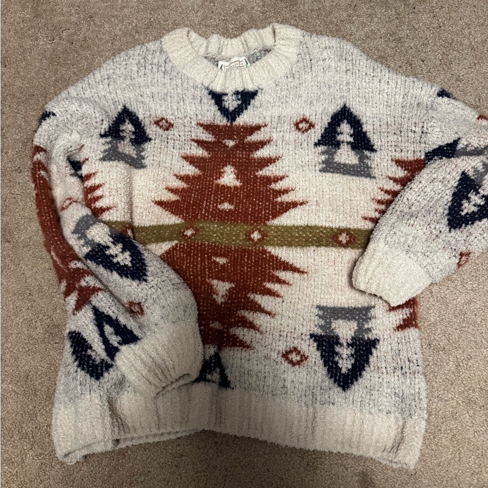 Love Riche Cream and Multicolor Patterned Sweater